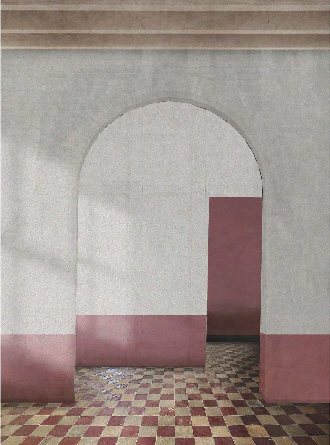 Visualisering / nytt «mudroom» med filtsede innervegger