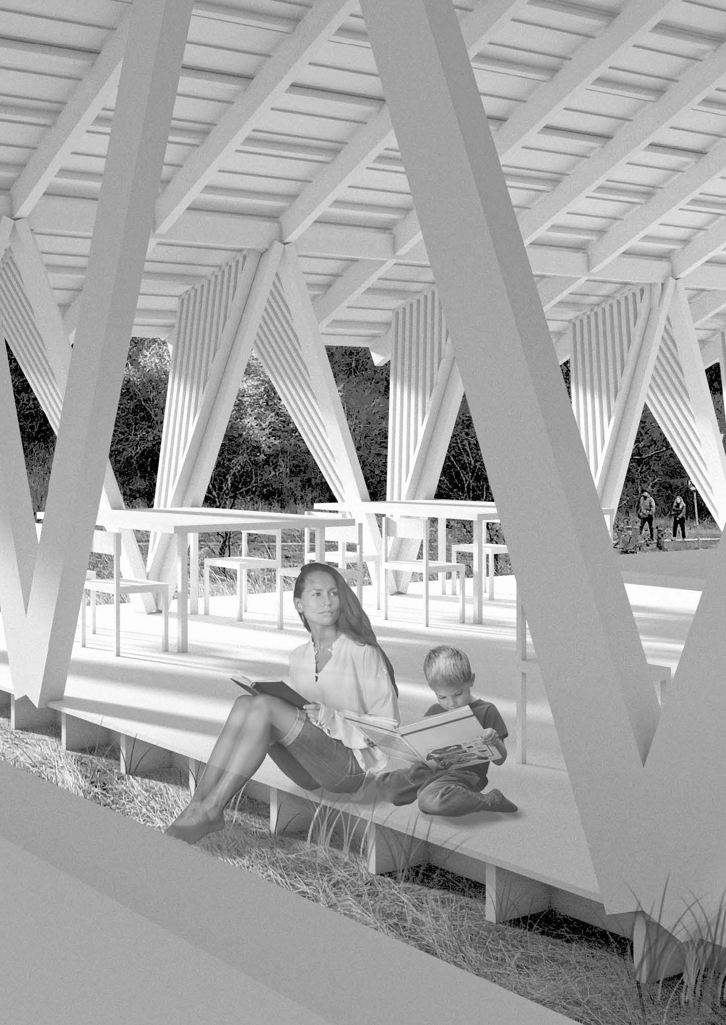 Visualisering / opphold under bygningen